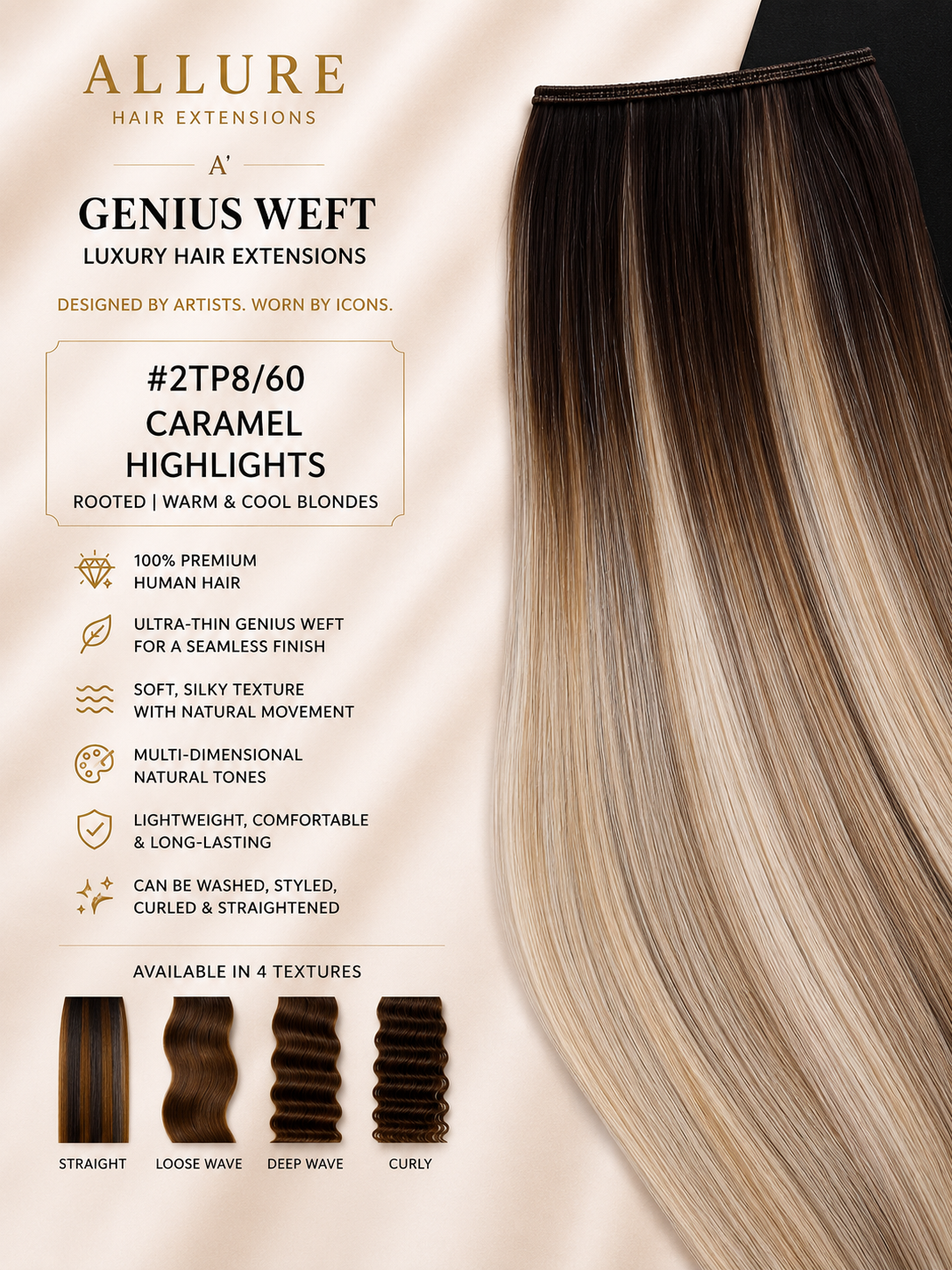 Genius Weft — Rooted Highlight's Blonde 2PT8/60