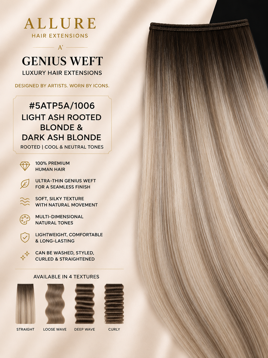 Genius Weft — Rooted Lightest Ash blonde & Dark Ash Blonde 5ATP5A/1006