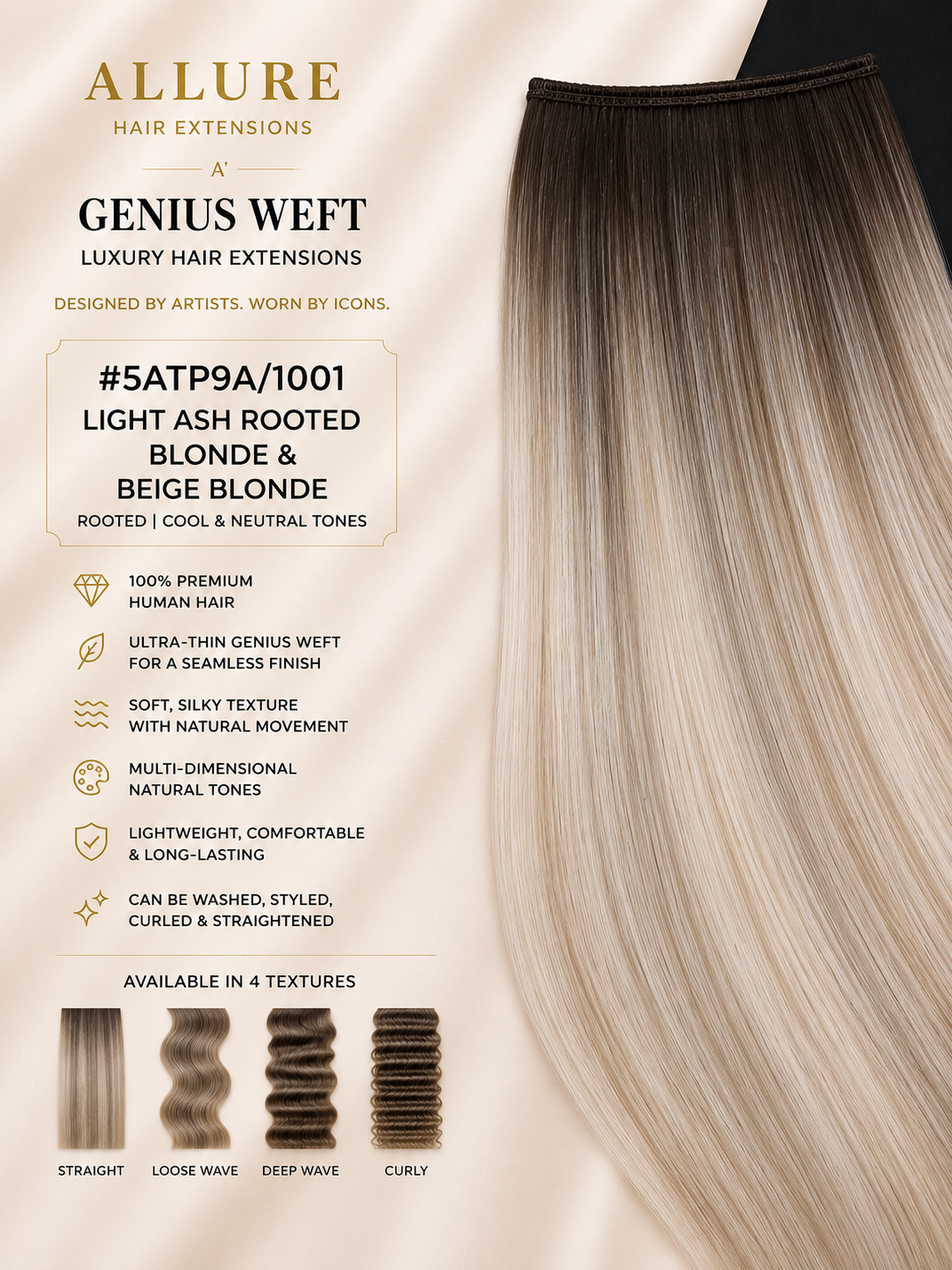 Genius Weft — Rooted Lightest Ash Blonde & Beige Blonde 5ATP9A/1001