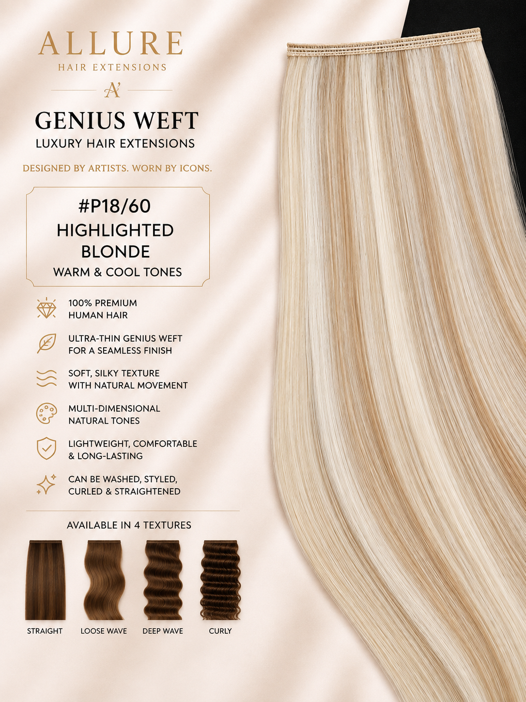Genius Weft — Highlighted Blonde warm & cool P18/60